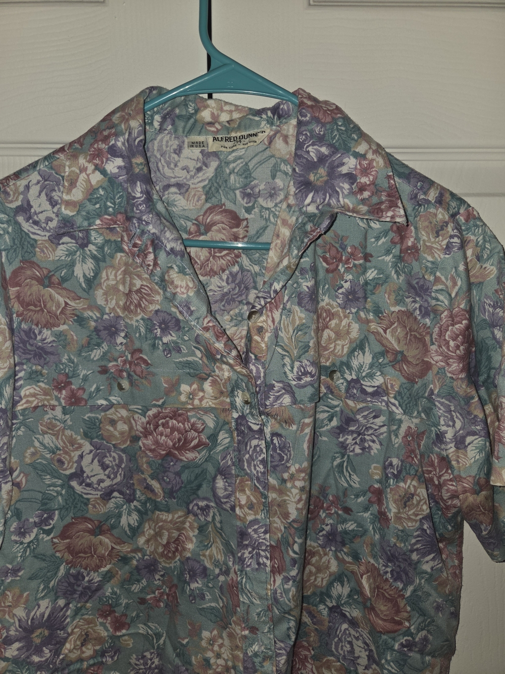 Alfred Dunner Teal Multi Floral Short-Sleeve Button-Up Shirt